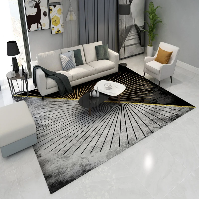 Zeitgenössischer Lounge-Teppich, mehrfarbiger, melierter, geometrischer Teppich, schmutzabweisender Polypropylen-Teppich,...