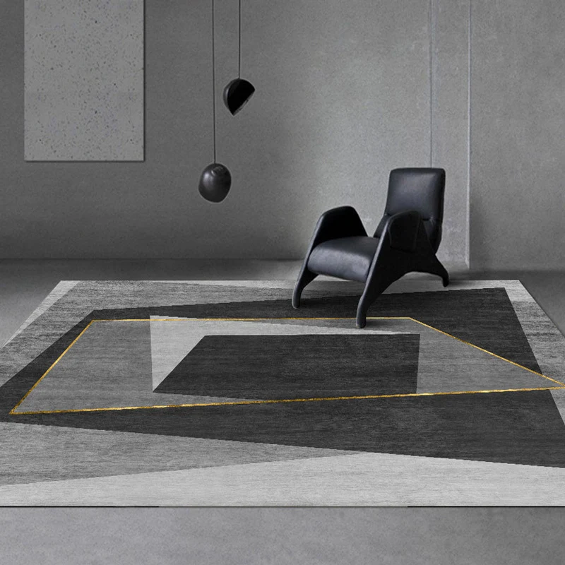Zeitgenössischer Lounge-Teppich, mehrfarbiger, melierter, geometrischer Teppich, schmutzabweisender Polypropylen-Teppich,...