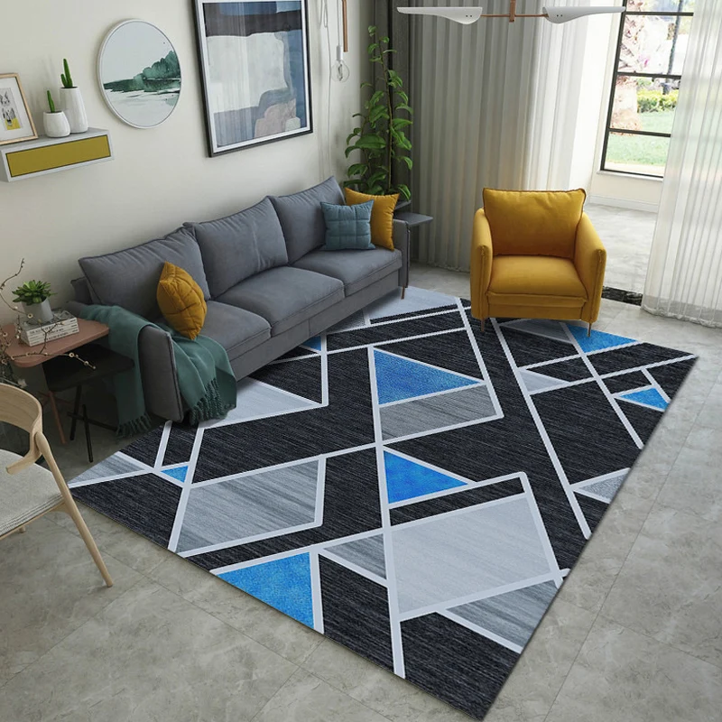 Zeitgenössischer moderner Teppich Schwarz und Braun mit abstraktem Linienmuster, waschbarer Polyester-Teppich für die Heim...