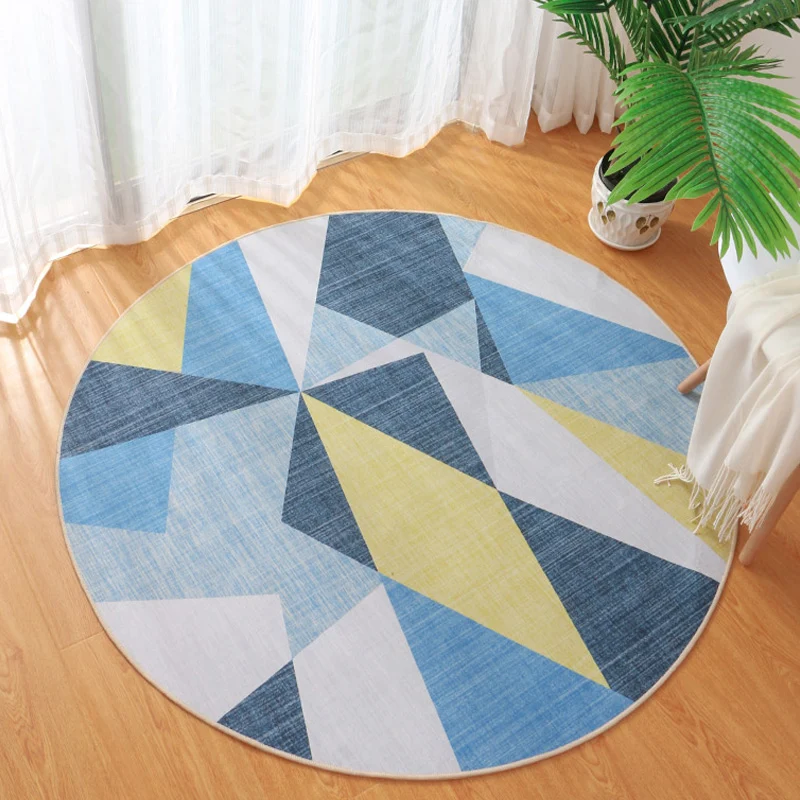 Zeitgenössischer Teppich mit geometrischem Muster, mehrfarbiger Polyester-Teppich, rutschfeste Rückseite, waschbarer, haus...