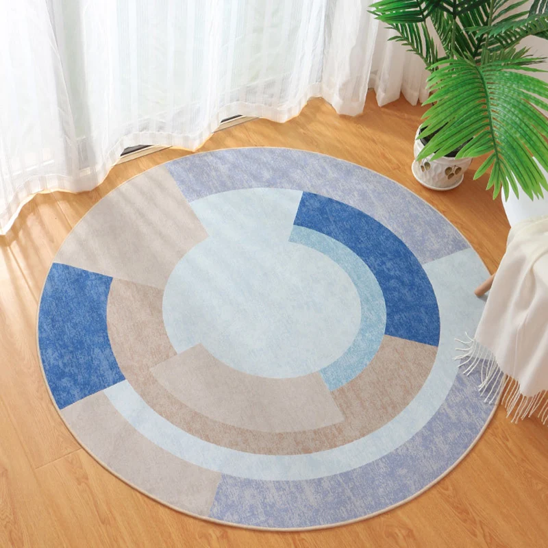 Zeitgenössischer Teppich mit geometrischem Muster, mehrfarbiger Polyester-Teppich, rutschfeste Rückseite, waschbarer, haus...