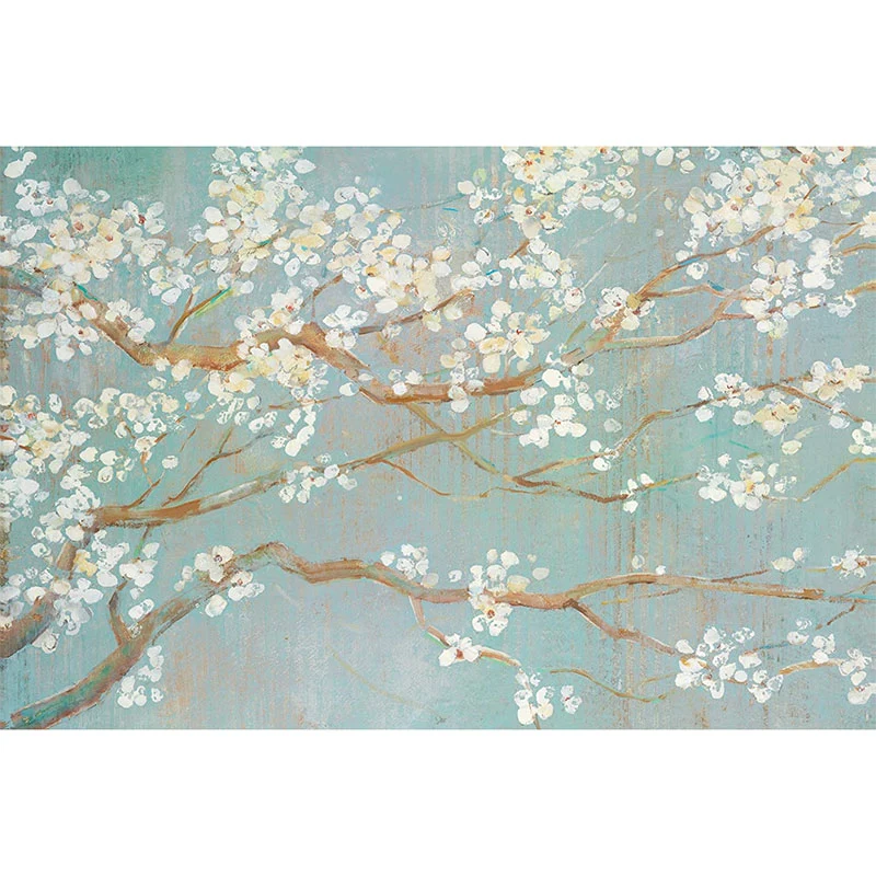 Zeitgenössisches Wandgemälde voller Größe für die Schlafzimmerdekoration mit blühendem Blumenmuster Braun und Weiß Clearhalo
