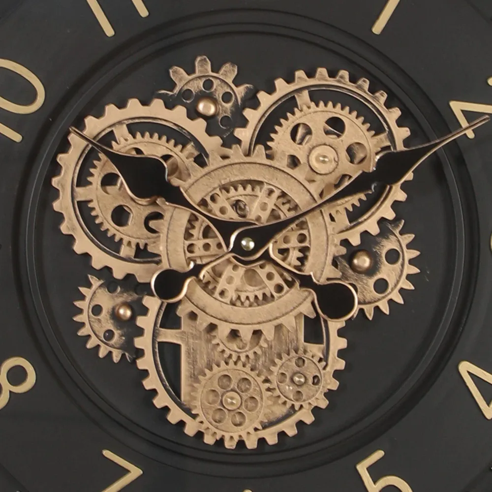 Elliott Runde Wanduhr mit beweglichen Zahnrädern