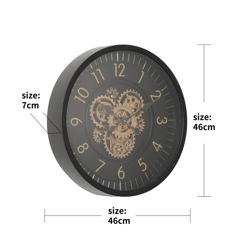 Elliott Runde Wanduhr mit beweglichen Zahnrädern