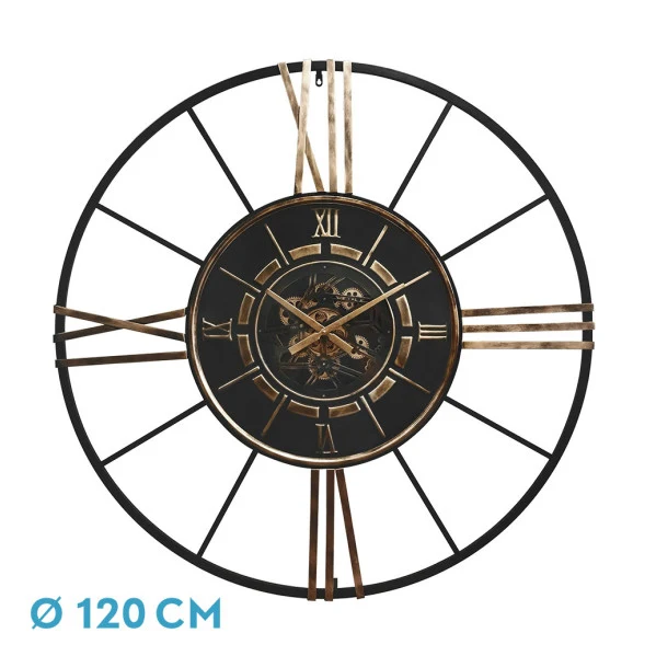 Fabrilamp Wanduhr Canete, schwarzes Metall