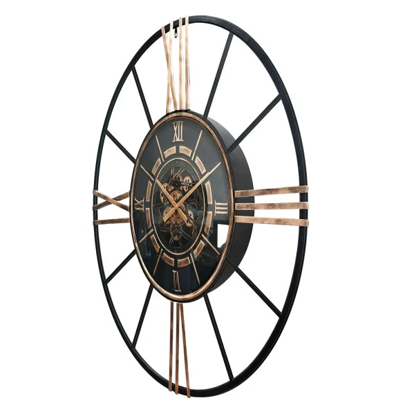 Fabrilamp Wanduhr Canete, schwarzes Metall