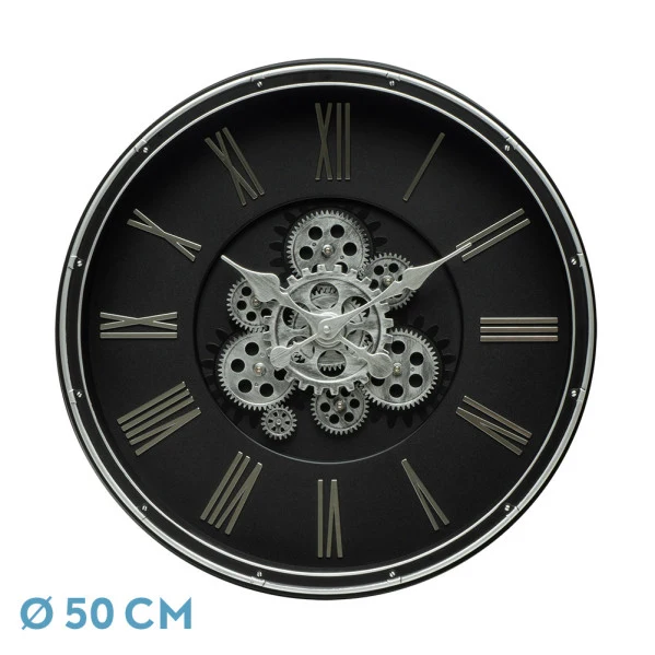 Fabrilamp-Wanduhr Cacin aus schwarzem Polycarbonat