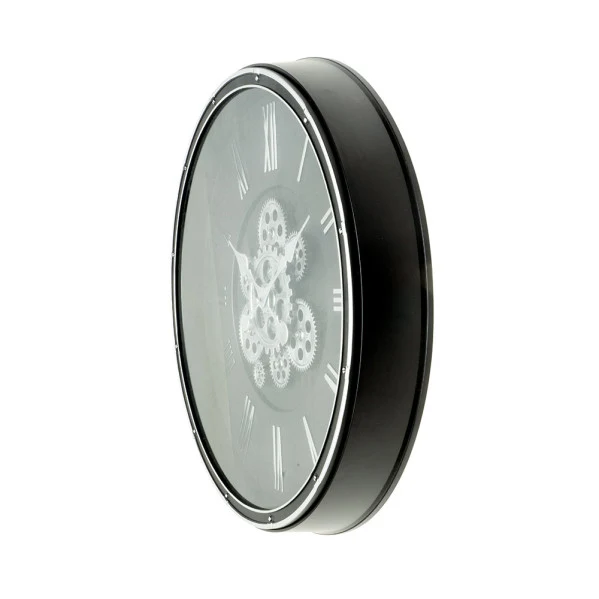 Fabrilamp-Wanduhr Cacin aus schwarzem Polycarbonat