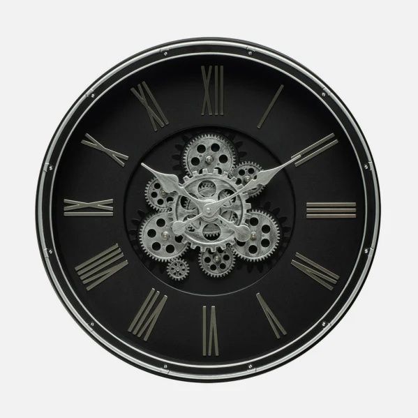 Fabrilamp-Wanduhr Cacin aus schwarzem Polycarbonat