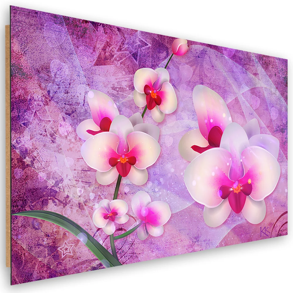 Art-déco-Paneldruck, abstrakte Orchideenblüte 60x40 Feeby