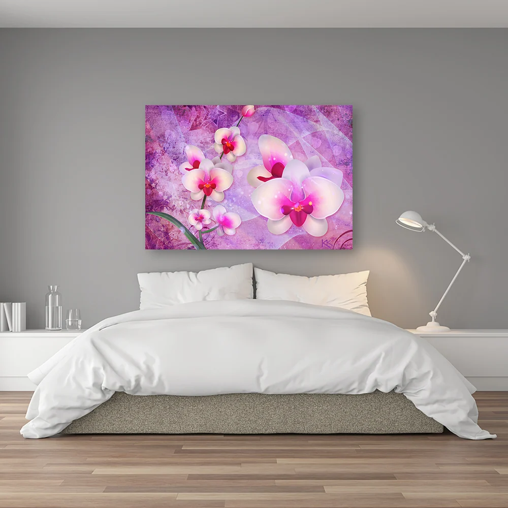 Art-déco-Paneldruck, abstrakte Orchideenblüte 60x40 Feeby