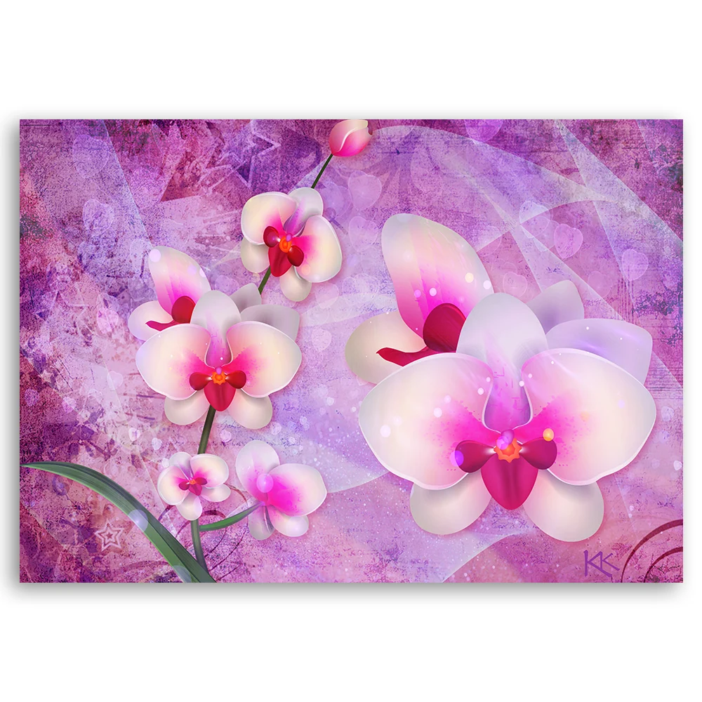 Art-déco-Paneldruck, abstrakte Orchideenblüte 60x40 Feeby