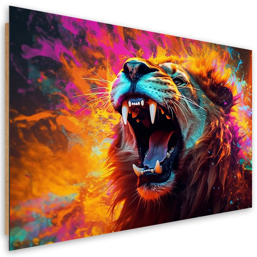 Art-déco-Paneldruck, Abstraktes Löwengebrüll 60x40 Feeby