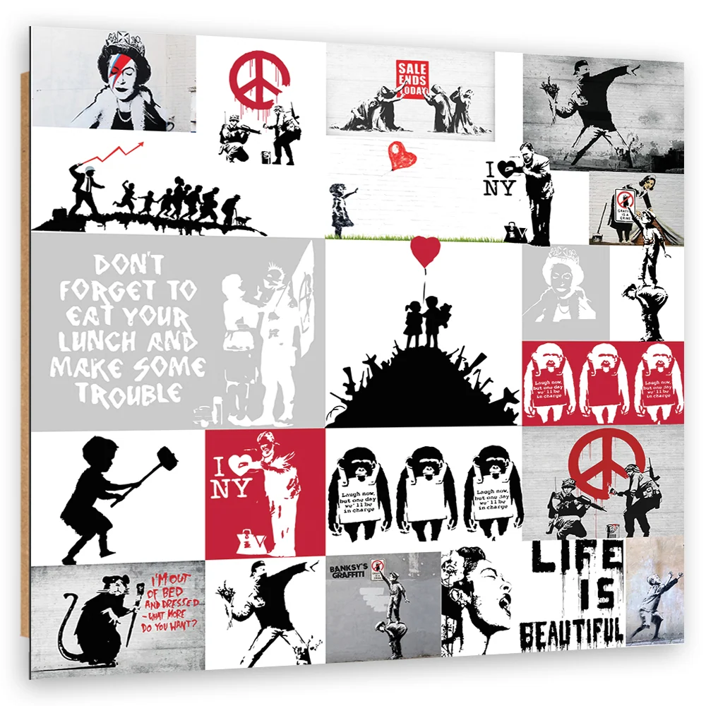 Art-déco-Paneldruck, Banksy-Layout eines Graffiti-Kunstwerks 30x30 Feeby