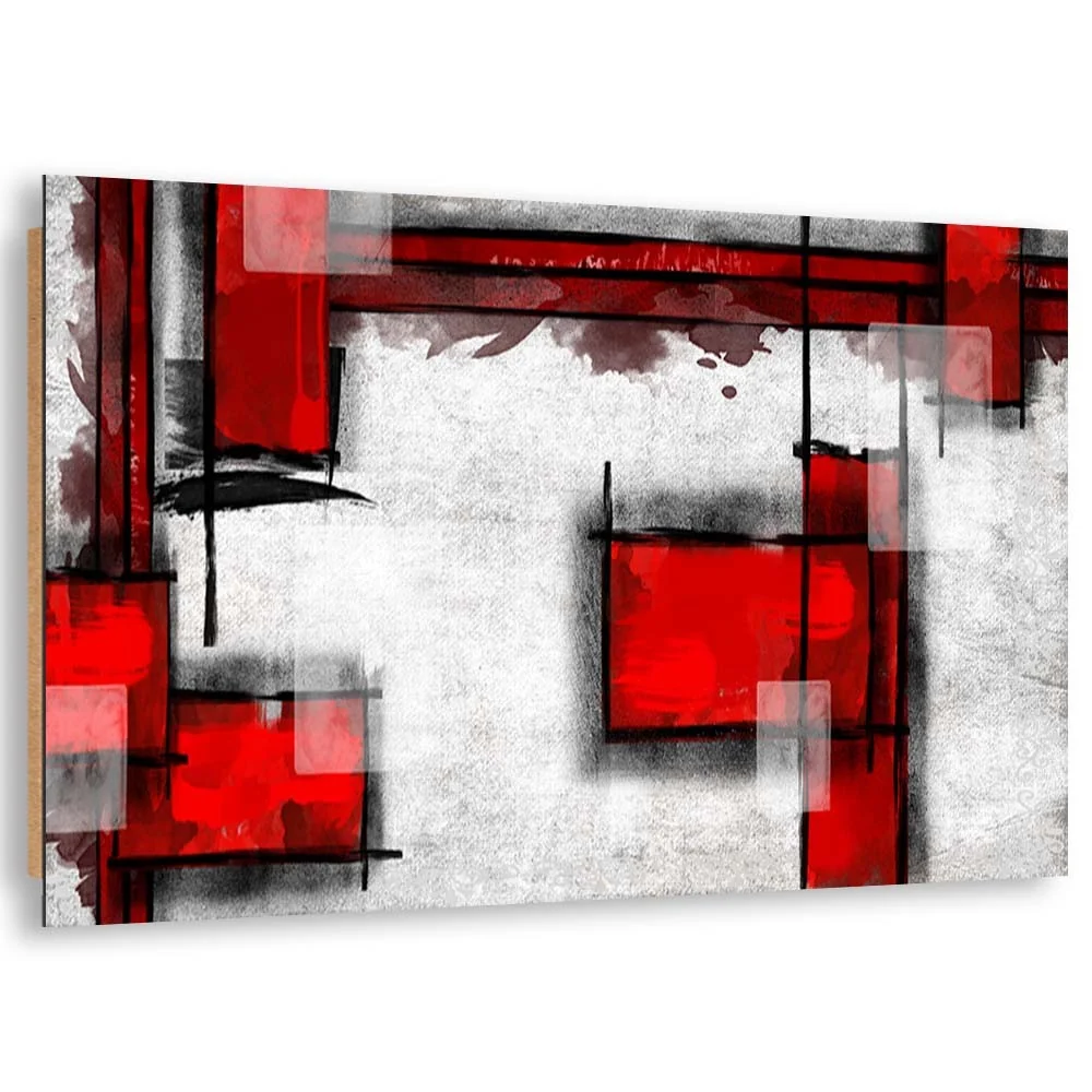 Art-déco-Paneldruck, geometrische Abstraktion Rot 100x70 Feeby
