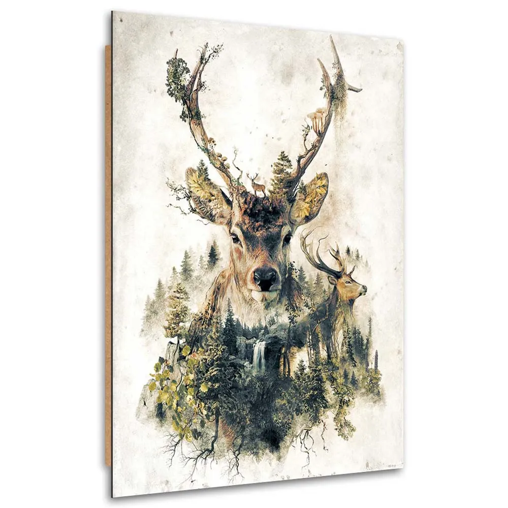 Art-déco-Paneldruck, Künstlerischer Hirsch 70x100 Feeby