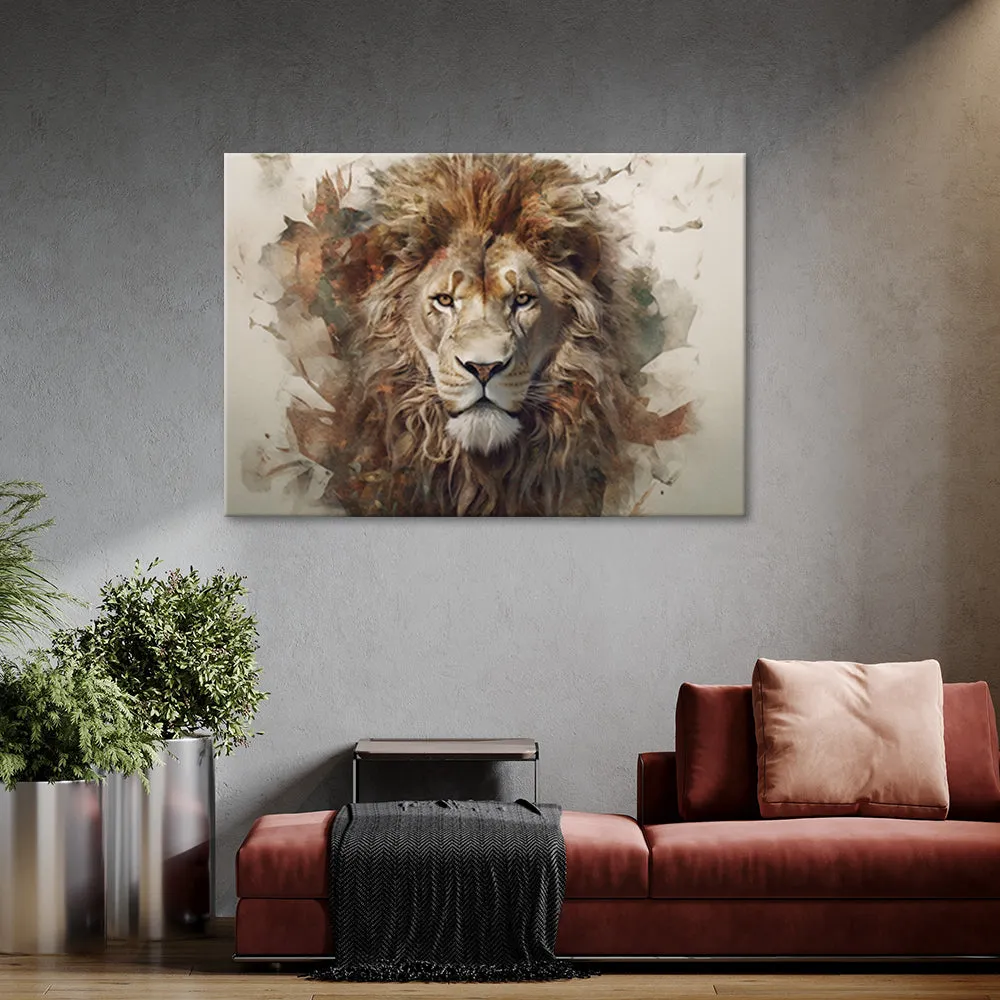 Art-déco-Paneldruck, Löwe, Tier Afrika 60x40 Feeby