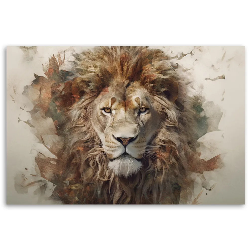 Art-déco-Paneldruck, Löwe, Tier Afrika 60x40 Feeby