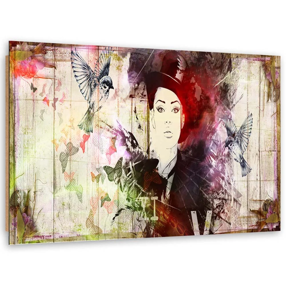 Art-déco-Paneldruck, Mädchen mit Hut 100x70 Feeby