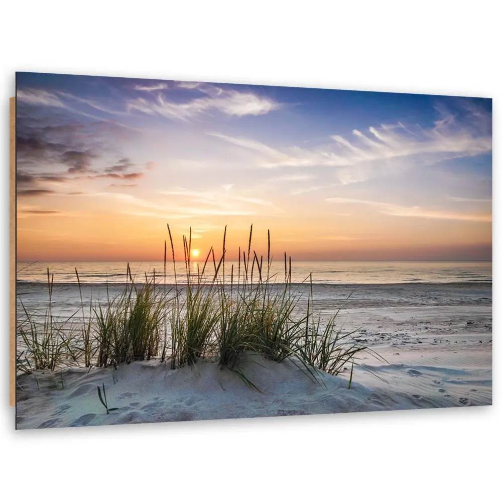 Art-déco-Paneldruck, Sonnenuntergang am Strand 100x70 Feeby