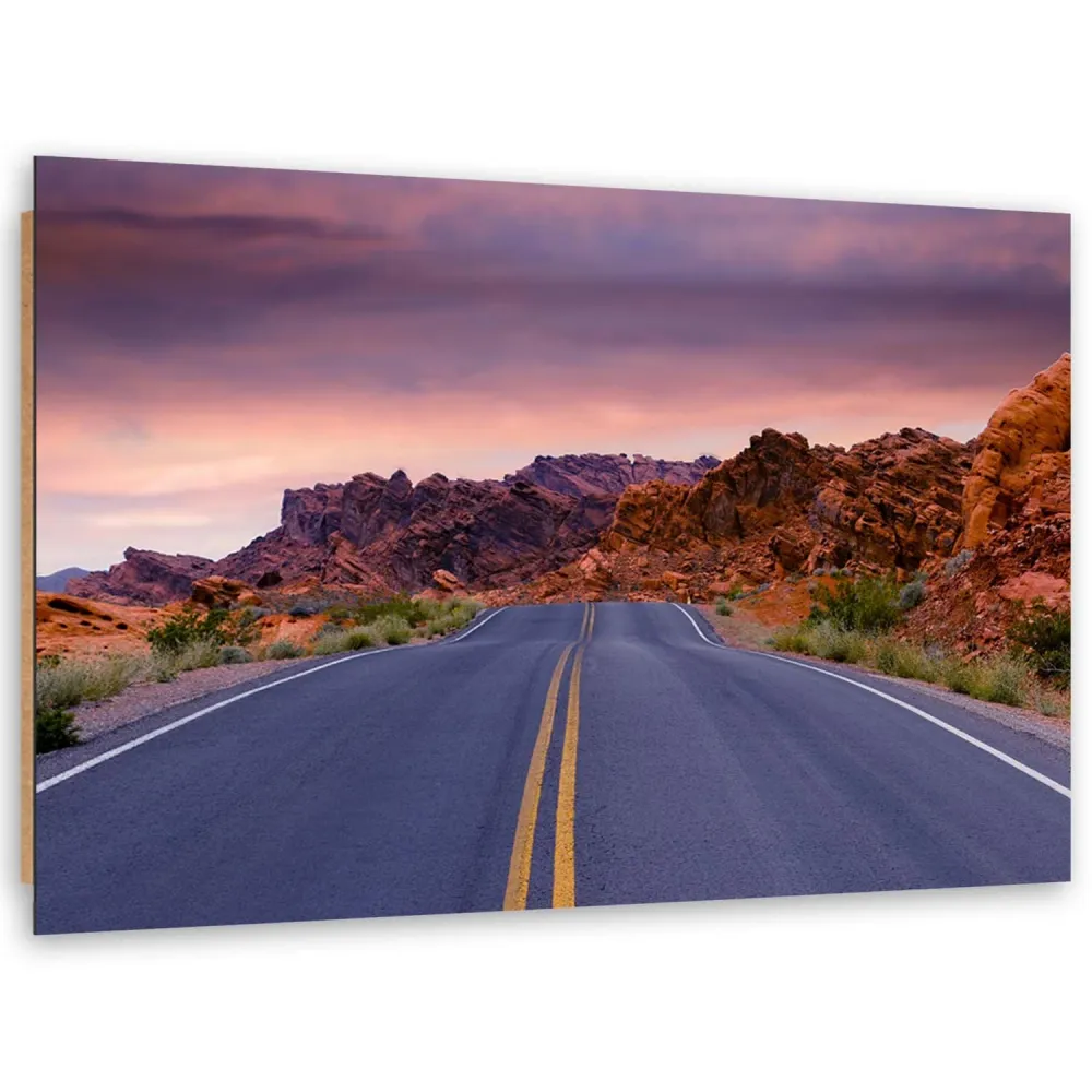 Art-déco-Paneldruck, Straße mitten im Nirgendwo 100x70 Feeby