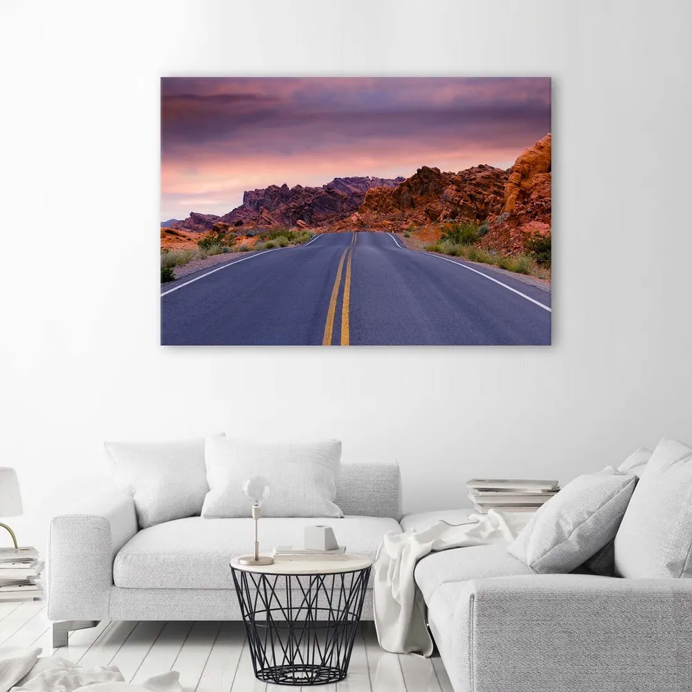 Art-déco-Paneldruck, Straße mitten im Nirgendwo 100x70 Feeby