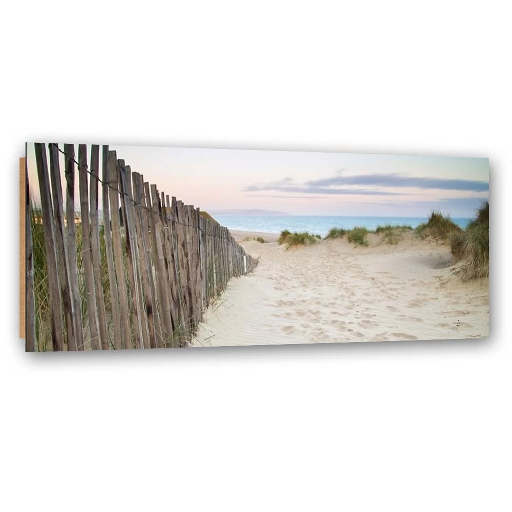 Art-déco-Paneldruck, Strand bei Sonnenuntergang 120x40 Feeby
