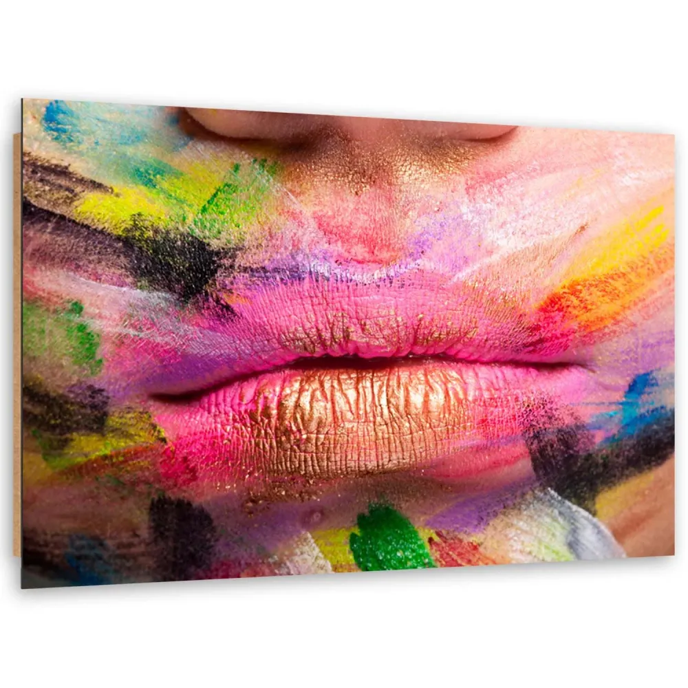 Dekorativer Paneeldruck, bunte Lippen 100x70 Feeby