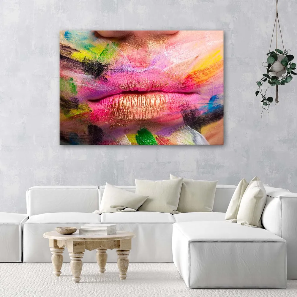 Dekorativer Paneeldruck, bunte Lippen 100x70 Feeby