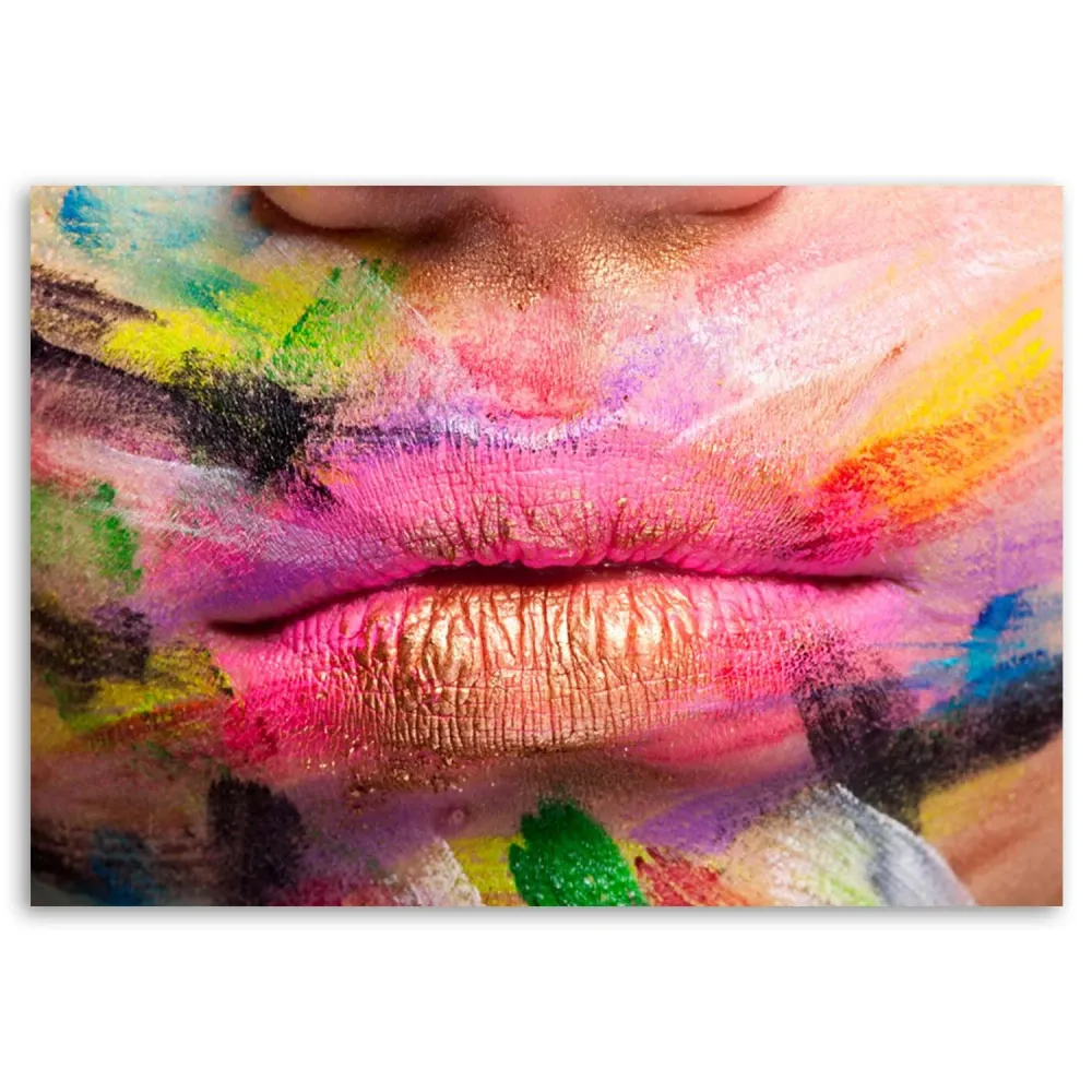 Dekorativer Paneeldruck, bunte Lippen 100x70 Feeby