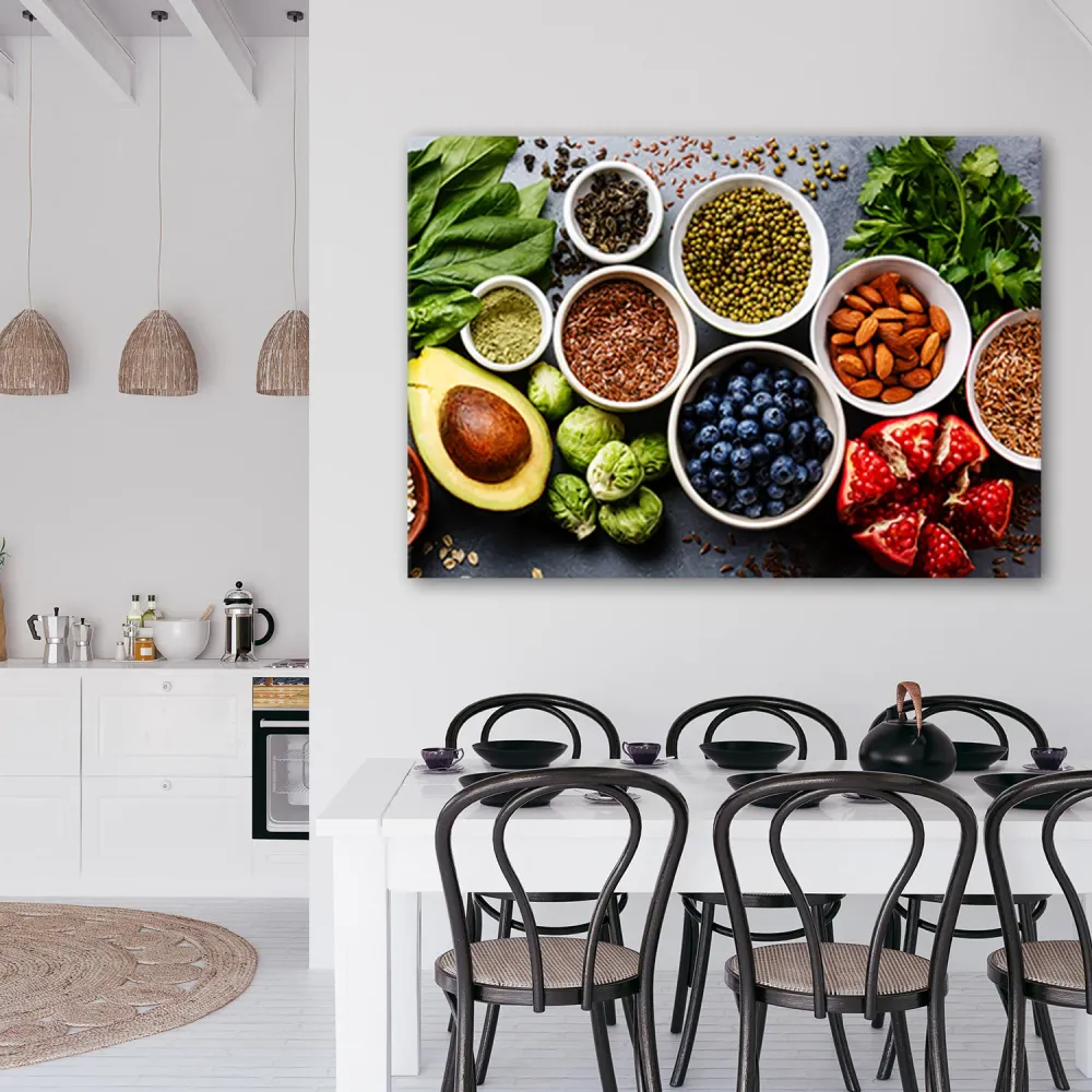 Dekorativer Paneeldruck, frisches Gemüse und Obst 60x40 Feeby