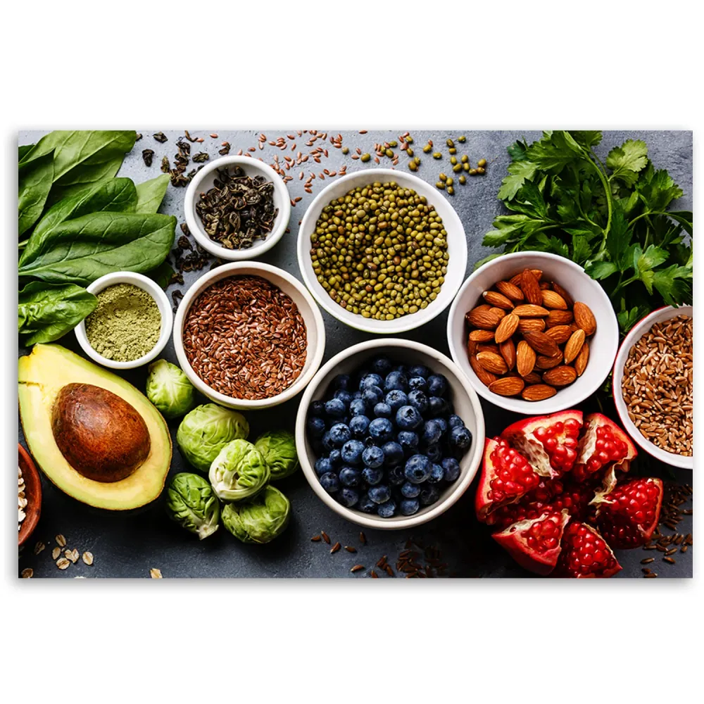 Dekorativer Paneeldruck, frisches Gemüse und Obst 60x40 Feeby