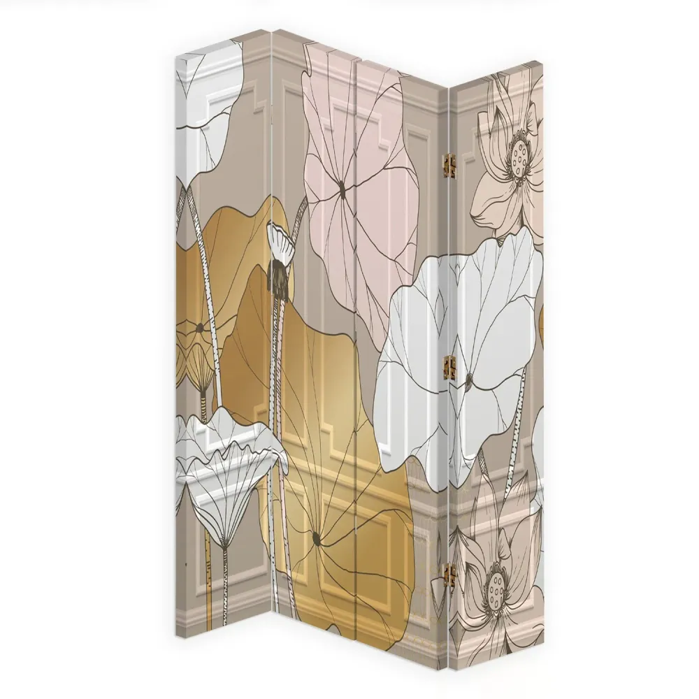 Doppelseitig drehbarer Raumteiler mit Vintage-Blumen Feeby