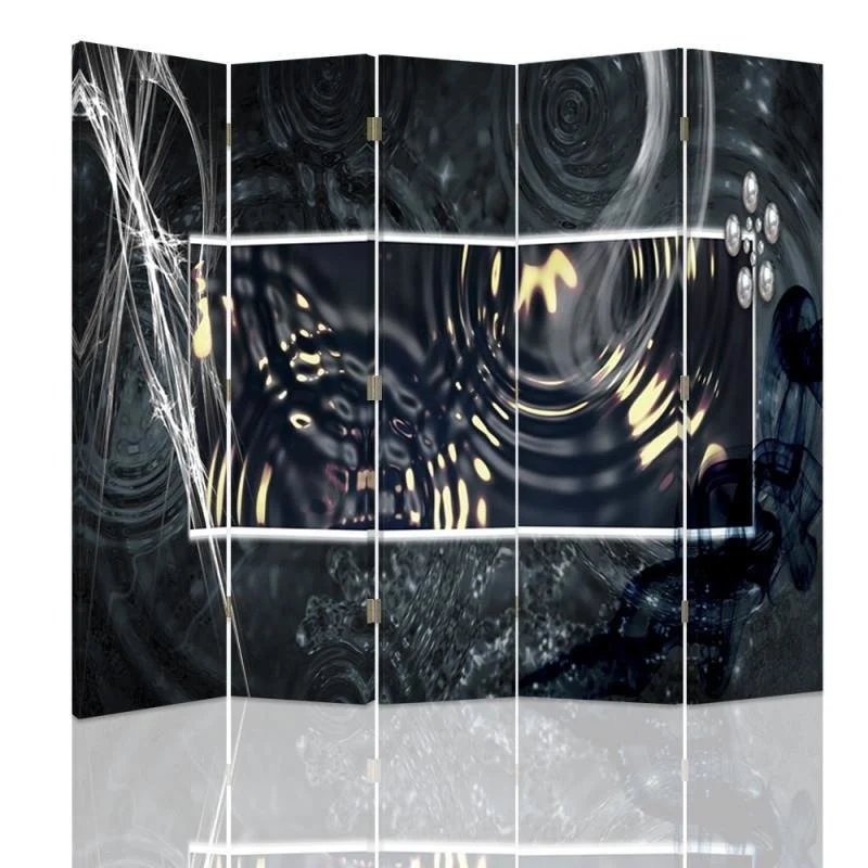 Doppelseitiger Raumteiler, abstraktes Design mit Wasserkreisen Feeby