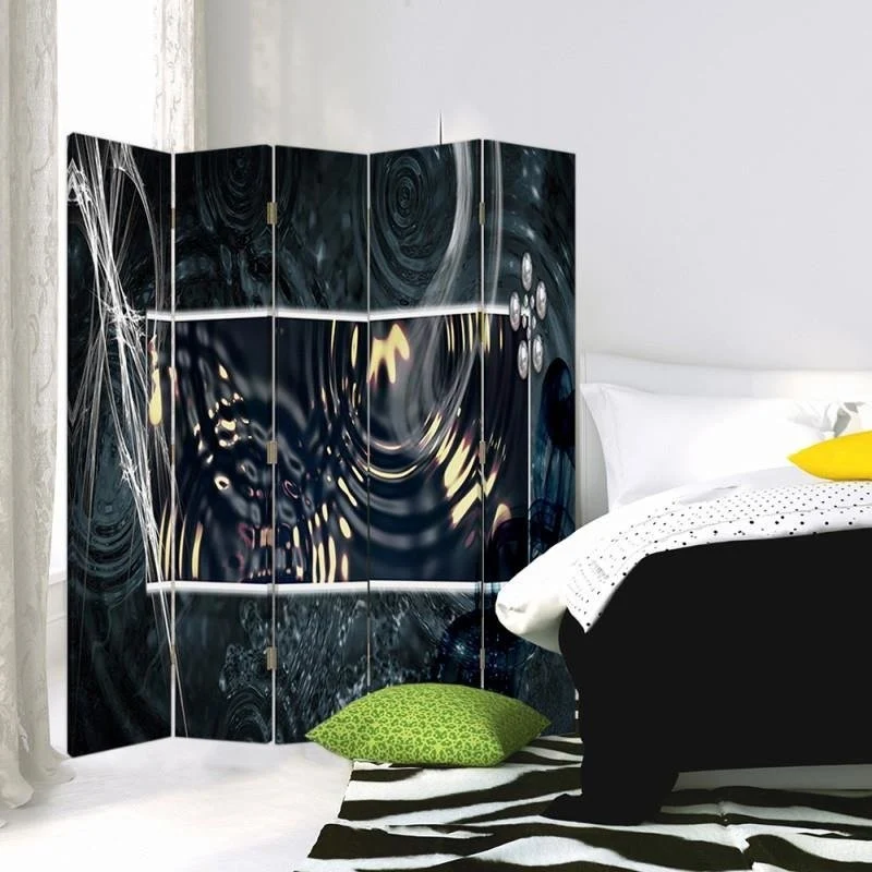 Doppelseitiger Raumteiler, abstraktes Design mit Wasserkreisen Feeby