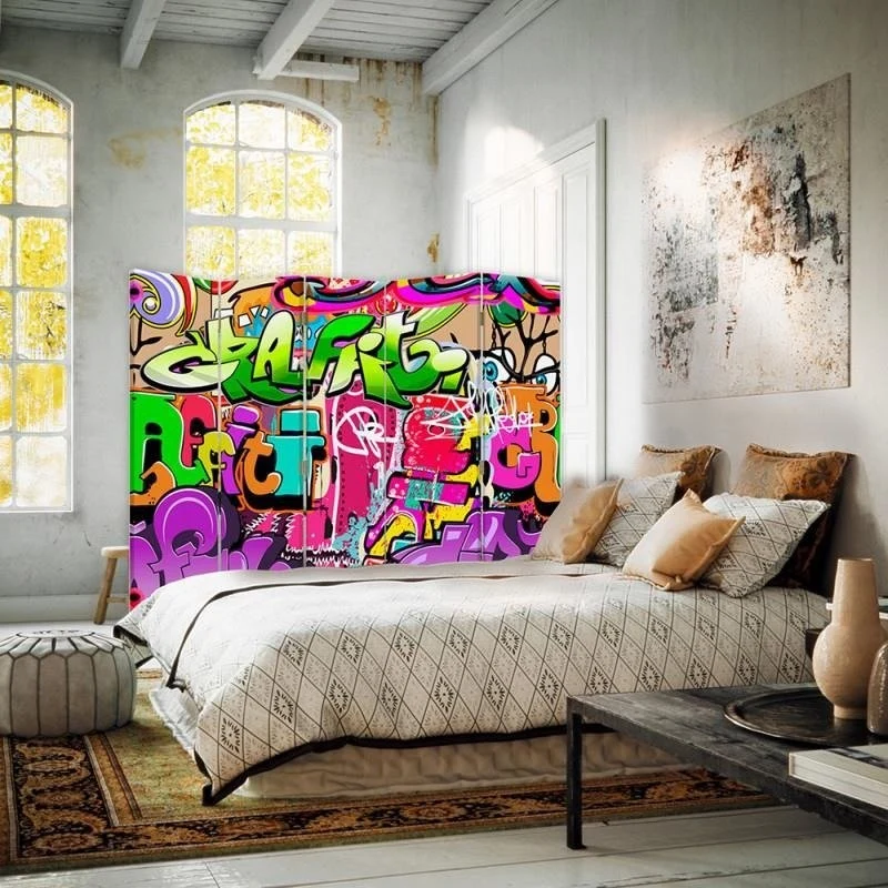 Doppelseitiger Raumteiler, Graffiti-Abstraktion Feeby