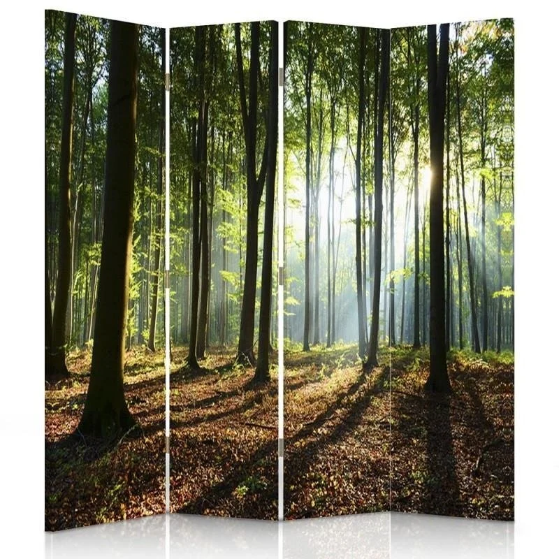 Doppelseitiger Raumteiler, Sonnenstrahlen im Wald Feeby