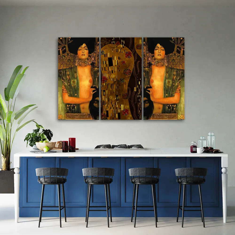 Dreiteiliges Bild-Art-Dekor-Panel, Judith und der Kopf des Holofernes 60x40 Feeby