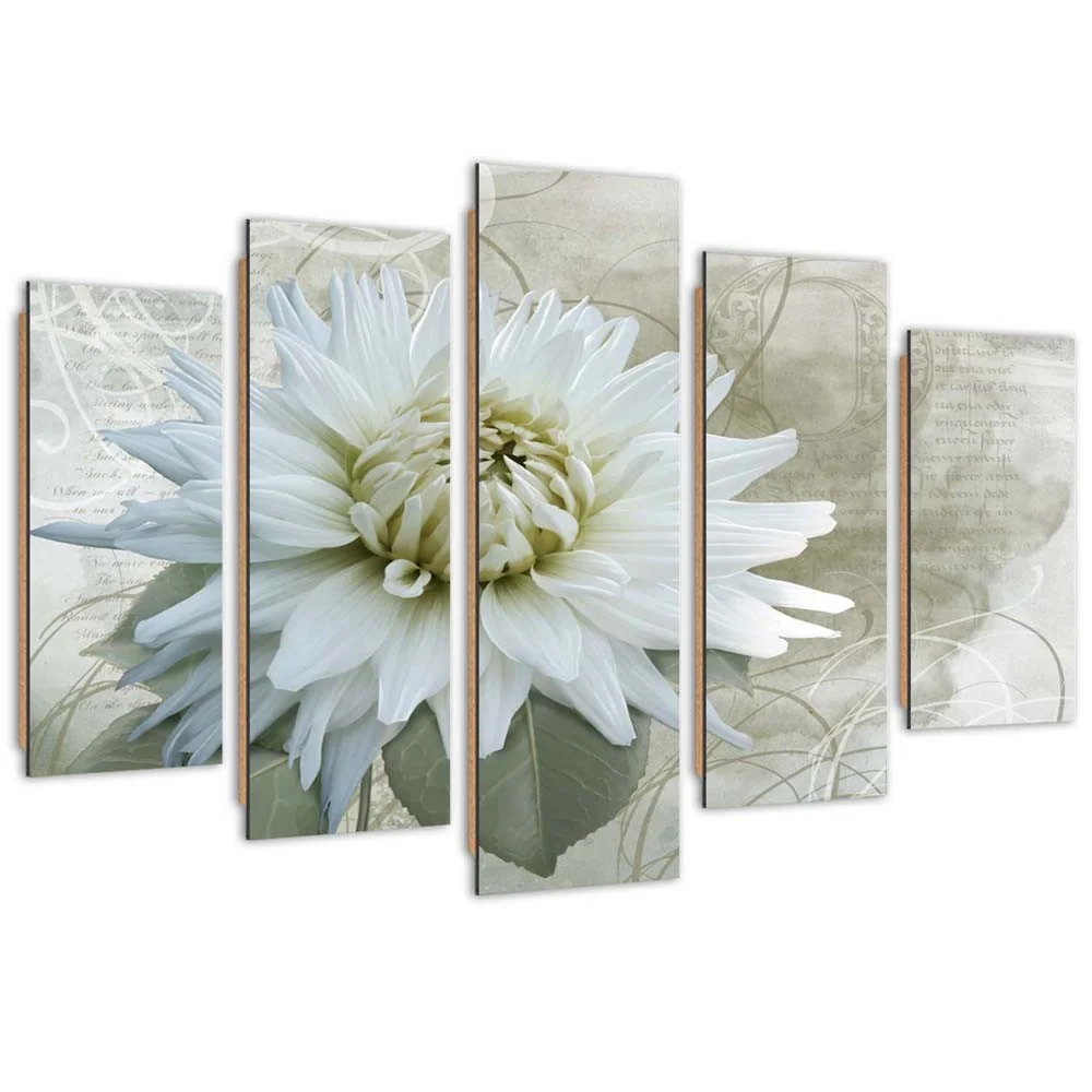 Fünfteiliges Bilderpaneel, weiße Blume 100x70 Feeby