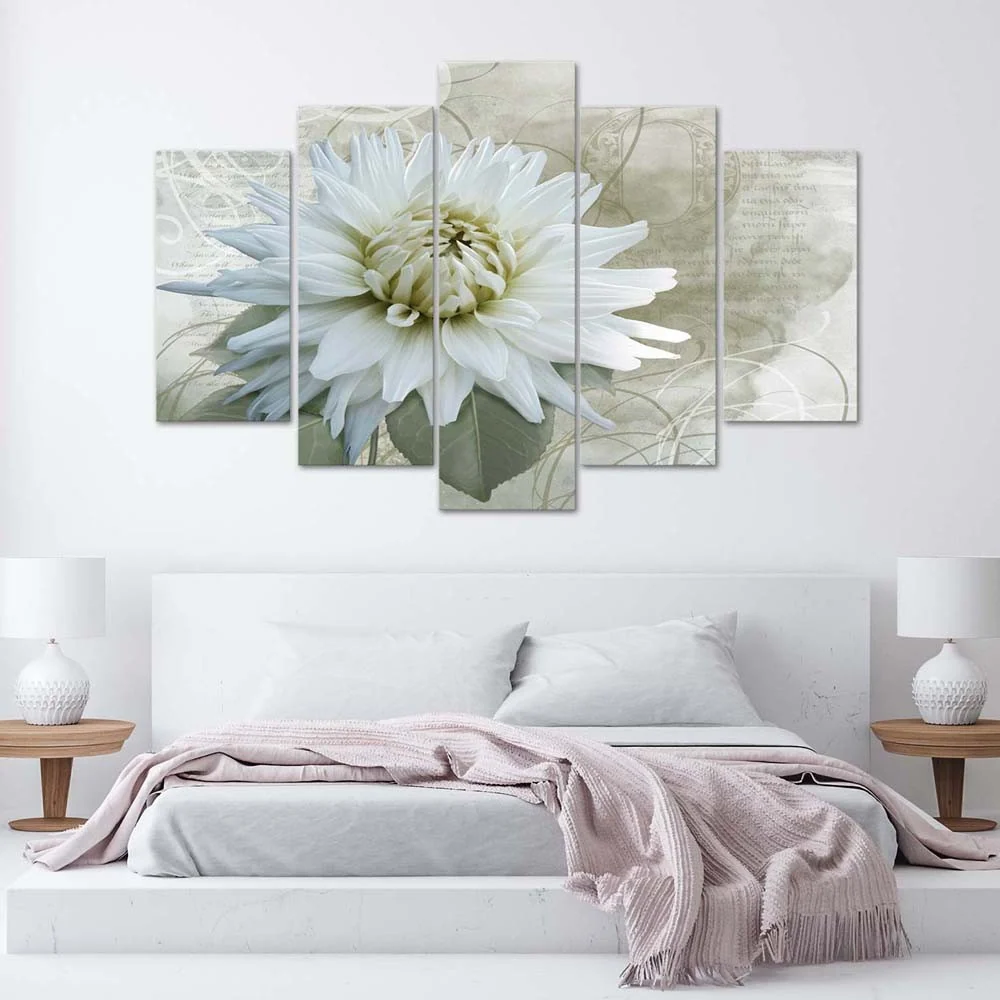 Fünfteiliges Bilderpaneel, weiße Blume 100x70 Feeby