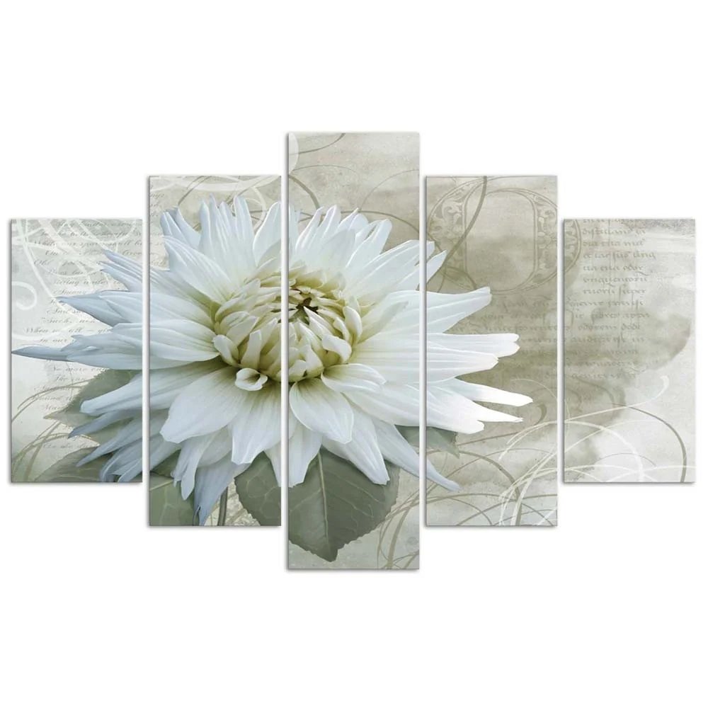 Fünfteiliges Bilderpaneel, weiße Blume 100x70 Feeby