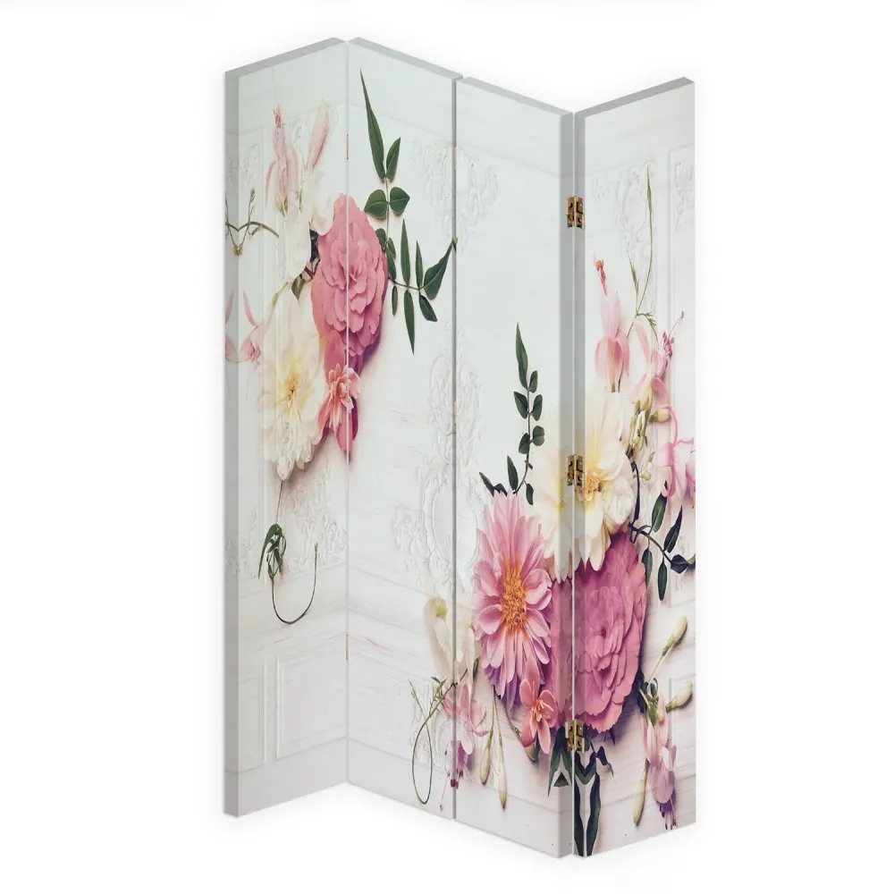 Raumteiler, doppelseitig drehbar, rosa Blüten Feeby