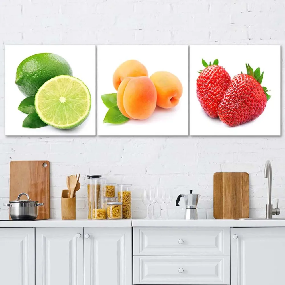 Set aus drei Bildern, Deko-Paneel, Saftige Früchte 120x40 Feeby