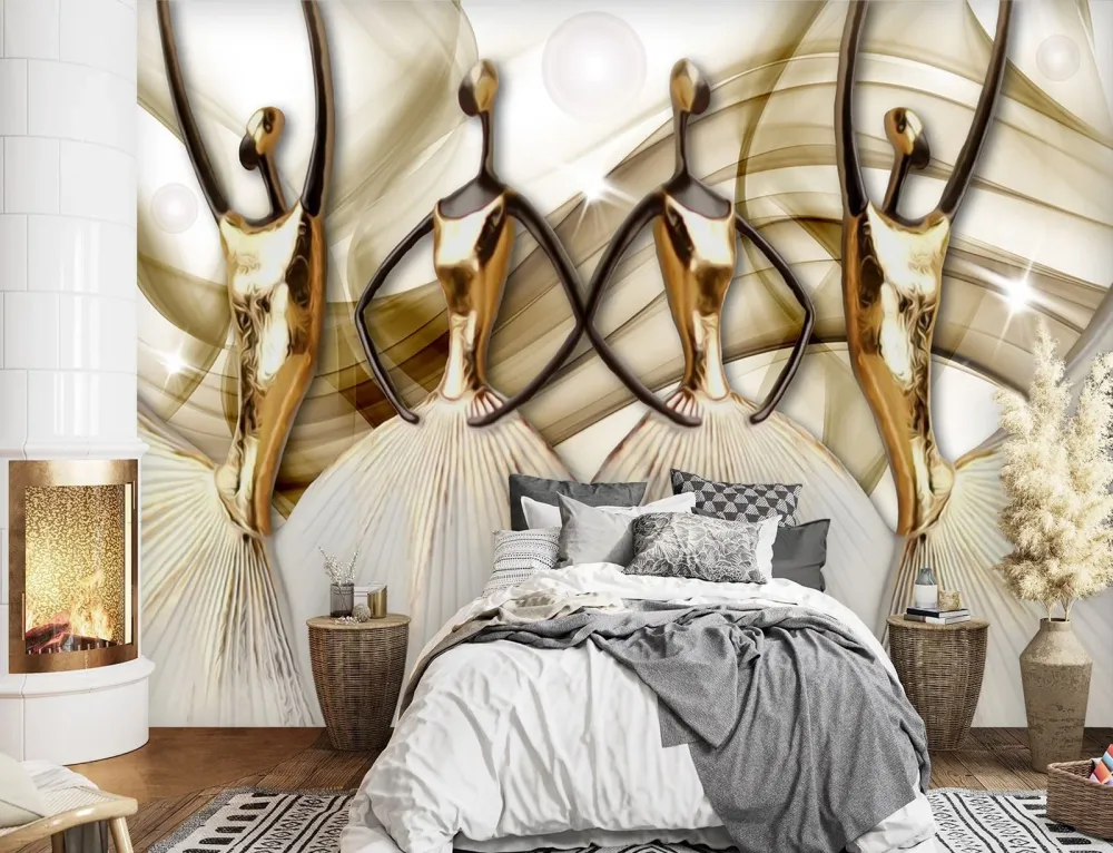Tapete, Abstrakte feminine Silhouetten Gold 100x70 Feeby