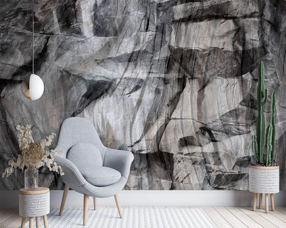 Tapete, braune 3D-Felsen 100x70 Feeby