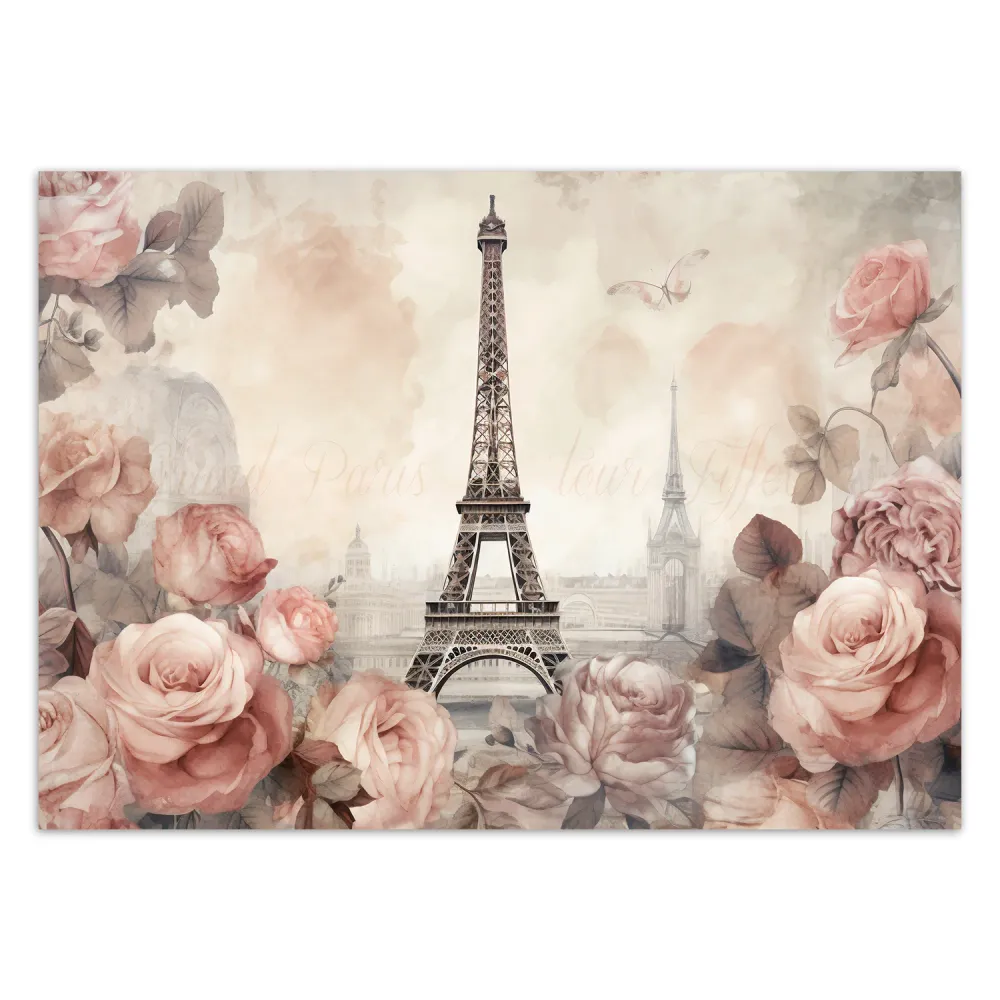 Tapete, Eiffelturm, Shabby Chic 100x70 Feeby