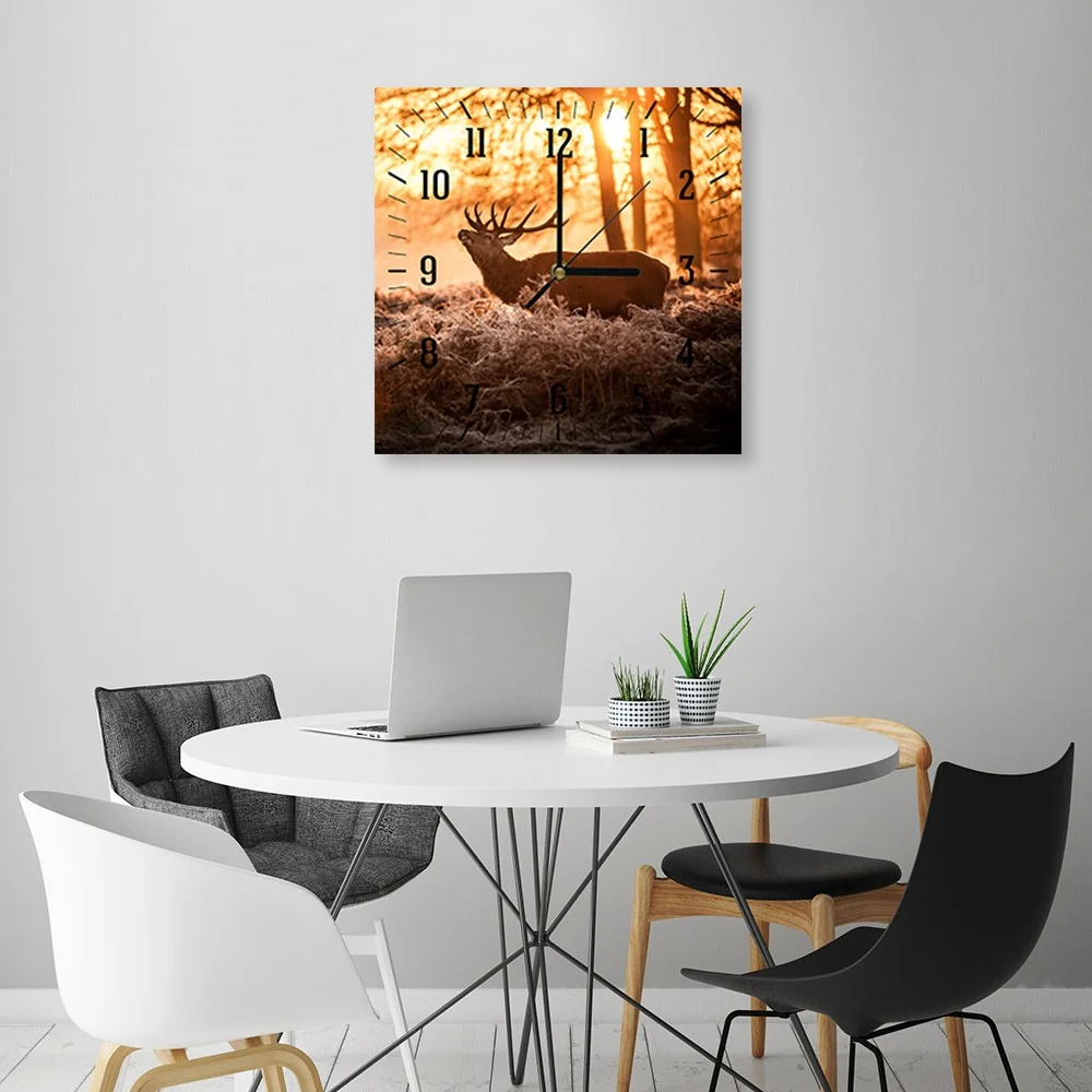 Wanduhr, Hirsch im Sonnenschein 40x40 Feeby