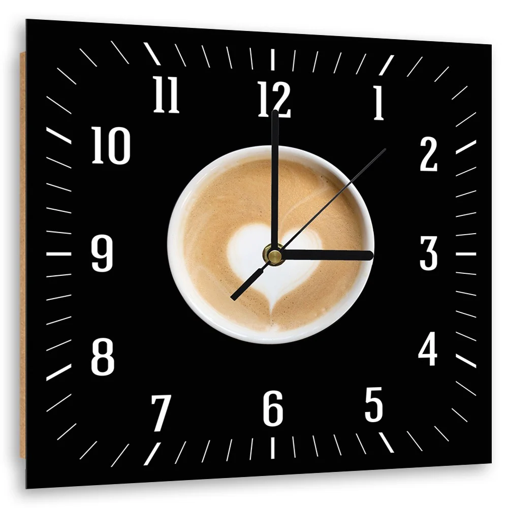 Wanduhr, Kaffee mit Herz 40x40 Feeby