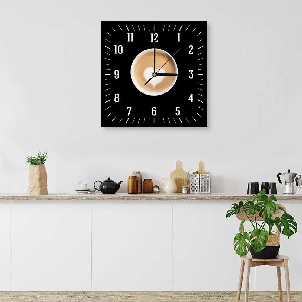 Wanduhr, Kaffee mit Herz 40x40 Feeby