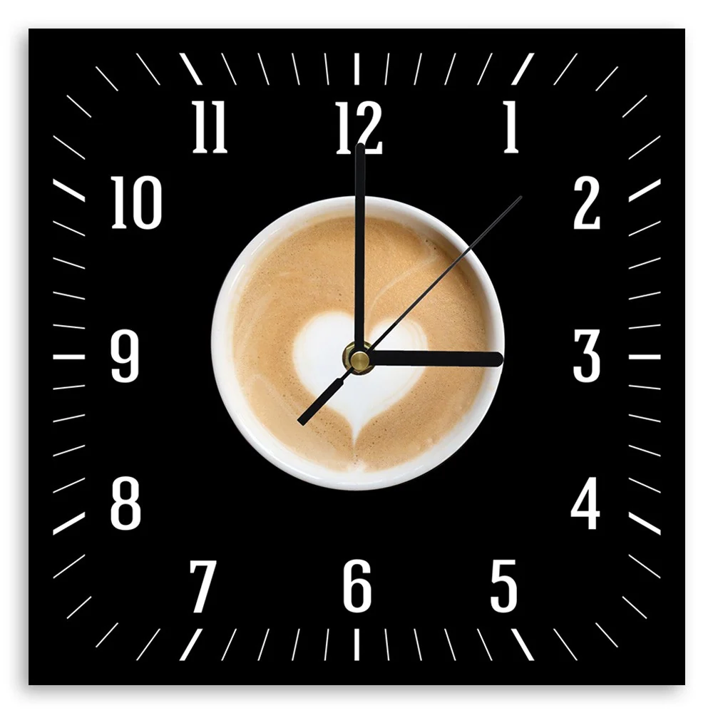Wanduhr, Kaffee mit Herz 40x40 Feeby